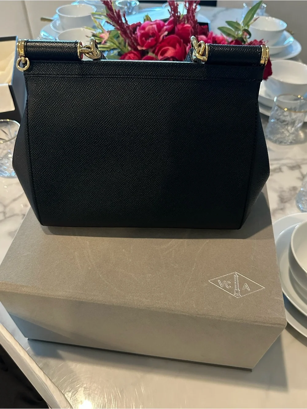 Dolce & Gabbana Black Sicily Large Leather Top-Handle Bag